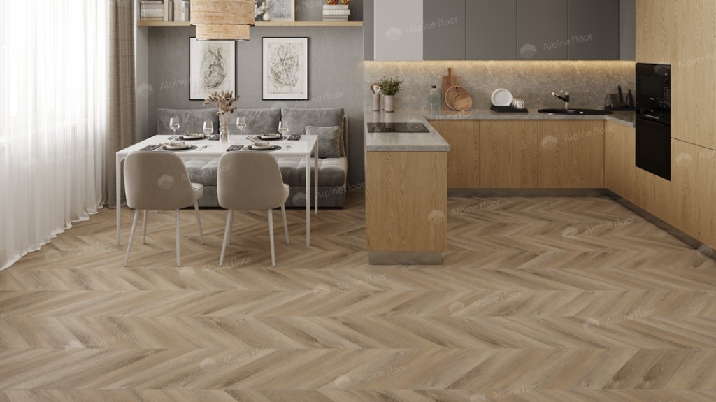 Кварцвиниловая плитка Alpine Floor Дуб Синистра Левый Шеврон Chevron ECO 20-6 Кварцвиниловая плитка Alpine Floor Дуб Синистра Левый Шеврон Chevron ECO 20-6
