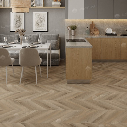 Кварцвиниловая плитка Alpine Floor Дуб Синистра Левый Шеврон Chevron ECO 20-6