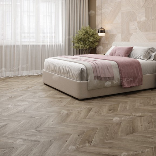 Кварцвиниловая плитка Alpine Floor Натуральный первозданный дуб отбеленный Шеврон Chevron ECO 20-3