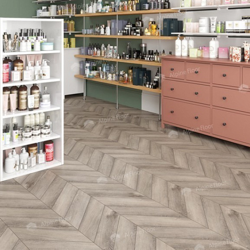 Кварцвиниловая плитка Alpine Floor Дуб Исида Шеврон Chevron ECO 20-8